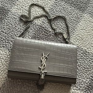Grey Croc Embossed Yves Saint Laurent crossbody/shoulder purse